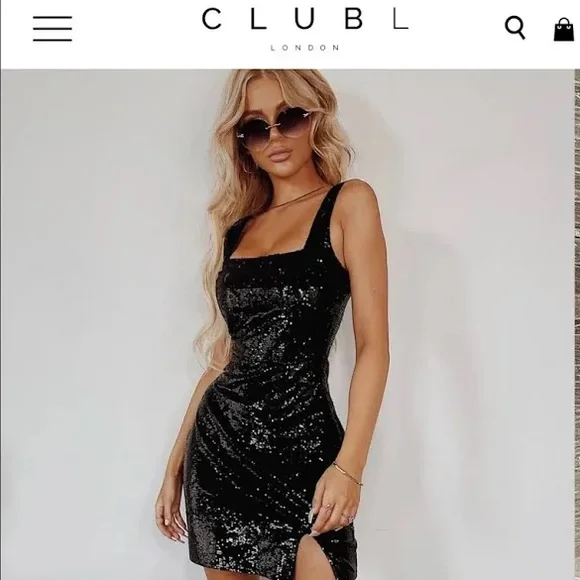 NWT Club L London Sequin Square Neck Mini Dress - Picture 3 of 9